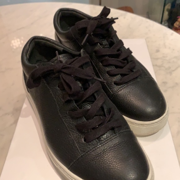 Vince - Afton Black Leather Lace Up Low-Top Sneaker - Picture 3 of 9